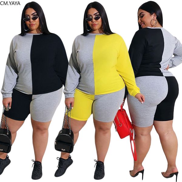 women plus size xl-4xl patchwork tee knee length jogger pants suit two piece set sport trasuit outfit matching setby air, White
women plus size xl-4xl patchwork tee knee length jogger pants suit two piece set sport trasuit outfit matching setby air, White