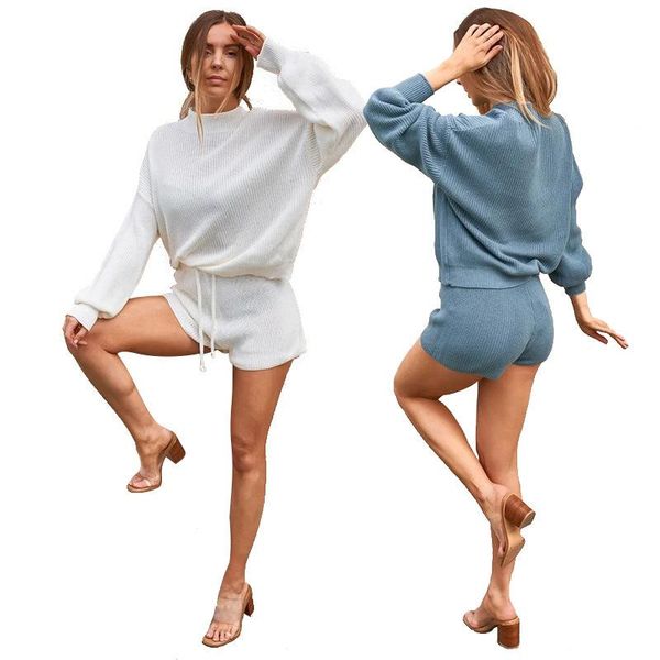 women's tracksuits donsignet fashion suit casual round neck pullover solid color cropped shorts knitted two-piece, Gray
women's tracksuits donsignet fashion suit casual round neck pullover solid color cropped shorts knitted two-piece, Gray