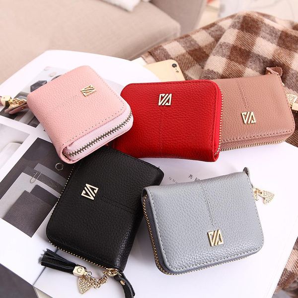 card holders women's genuine leather cowhide tassel solid credit id short business 11 positions, Brown;gray
card holders women's genuine leather cowhide tassel solid credit id short business 11 positions, Brown;gray