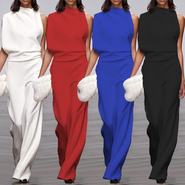 fashion evening party office women romper elegant solid sleeveless wide leg playsuits spring loose overalls, Black;white
fashion evening party office women romper elegant solid sleeveless wide leg playsuits spring loose overalls, Black;white