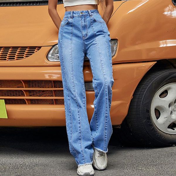 women's jeans high waist pockets zipper straight all-match loose women denim pants 2021 autumn streetwear ladies long trousers, Blue
women's jeans high waist pockets zipper straight all-match loose women denim pants 2021 autumn streetwear ladies long trousers, Blue