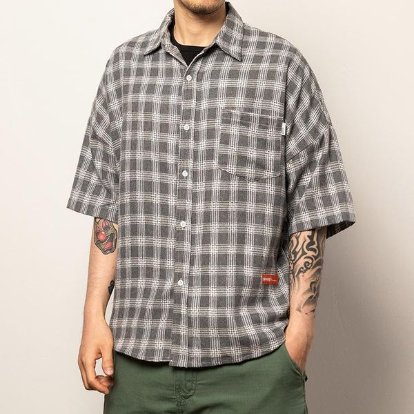 men's casual shirts walkwide 2021 summer japanese clothing daofeng large size lattice youth handsome short-sleeved shirt, White;black
men's casual shirts walkwide 2021 summer japanese clothing daofeng large size lattice youth handsome short-sleeved shirt, White;black