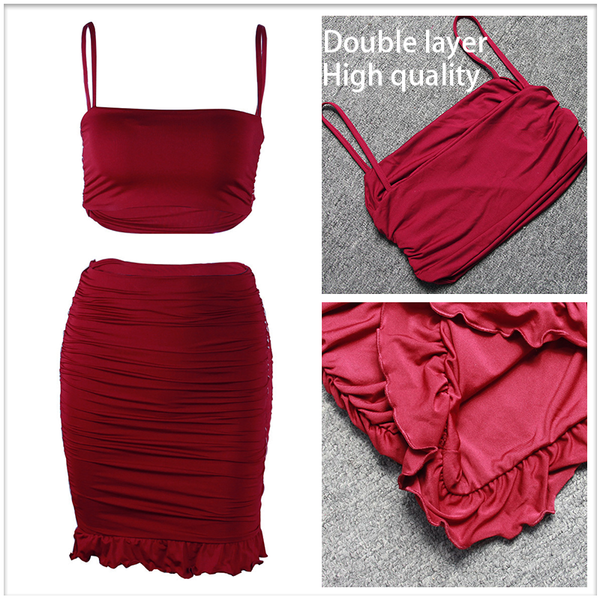 sruby ruffle summer two piece set strapless off shoulder white 2 piece set dress women sleeveless club party matching set, Black;white
sruby ruffle summer two piece set strapless off shoulder white 2 piece set dress women sleeveless club party matching set, Black;white