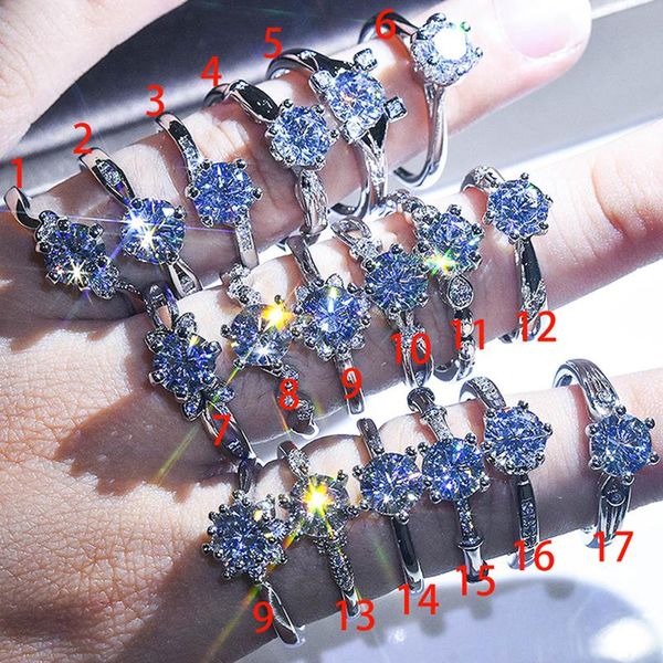 cluster rings 925 silver ring luxury moissanite fine jewelry for women wedding engagement promise accessories anillos mujer statement gift, Golden;silver 
cluster rings 925 silver ring luxury moissanite fine jewelry for women wedding engagement promise accessories anillos mujer statement gift, Golden;silver