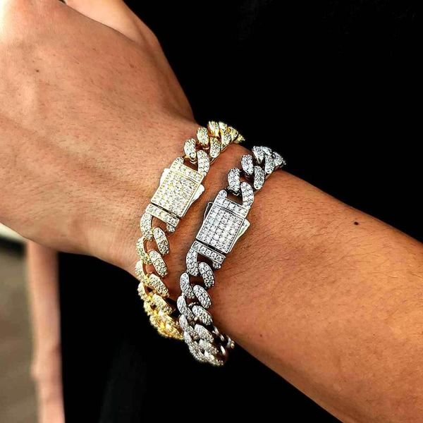 link, chain 12mm hip hop claw set cubic zirconia bling iced out stainless steel round curb cuban link bracelets for men rapper jewelry, Black
link, chain 12mm hip hop claw set cubic zirconia bling iced out stainless steel round curb cuban link bracelets for men rapper jewelry, Black