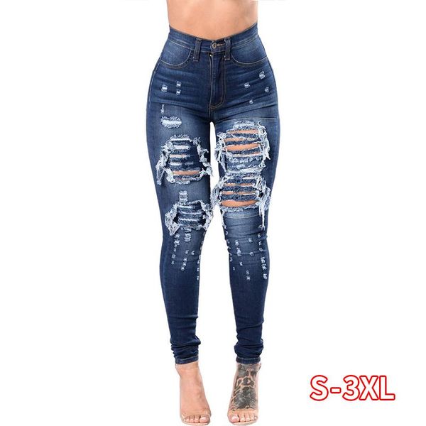 ripped long denim jeans women slim slinny hole pencil pants femme high waist mom woman women's, Blue
ripped long denim jeans women slim slinny hole pencil pants femme high waist mom woman women's, Blue