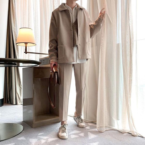 men's tracksuits autumn black/khaki sets fashion society mens dress suit korean loose long-sleeved jacket trousers two-piece, Gray
men's tracksuits autumn black/khaki sets fashion society mens dress suit korean loose long-sleeved jacket trousers two-piece, Gray