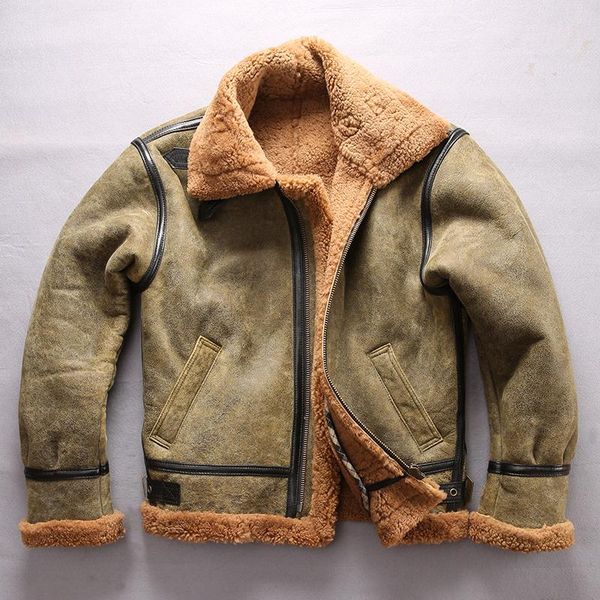 men's leather & faux air avirex force b3 fur one male coat sheepskin genuine jacket men motorcycle real winter, Black
men's leather & faux air avirex force b3 fur one male coat sheepskin genuine jacket men motorcycle real winter, Black