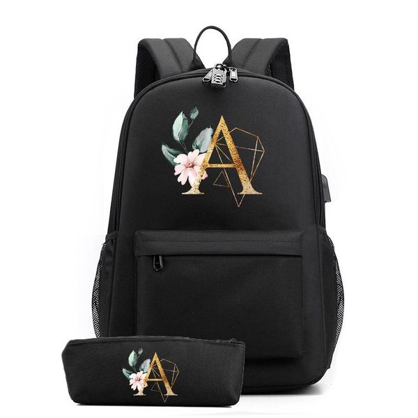 backpack 26 english letters usb your name teenager school bag women travel rucksack large mochila escolar 2 pcs set
backpack 26 english letters usb your name teenager school bag women travel rucksack large mochila escolar 2 pcs set
