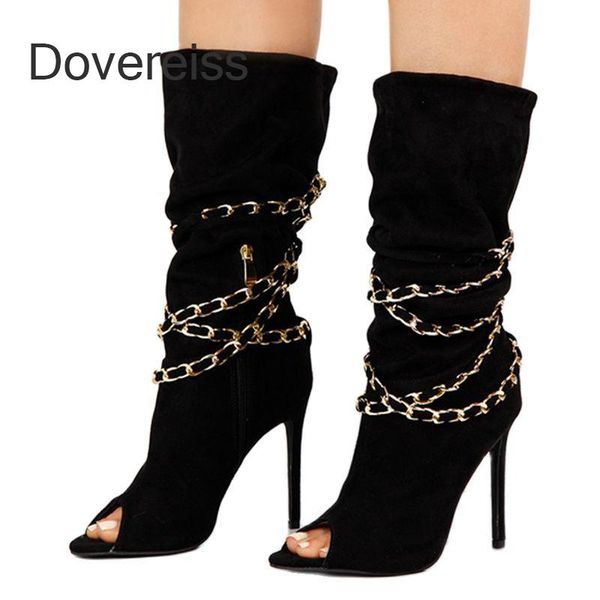 boots dovereiss fashion women's shoes summer clear heels peep toe cool metal chain zipper mature ankle 46 47, Black
boots dovereiss fashion women's shoes summer clear heels peep toe cool metal chain zipper mature ankle 46 47, Black