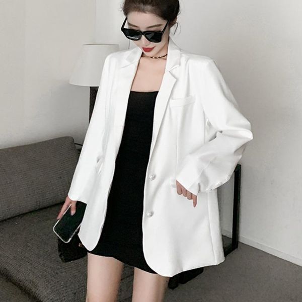 women's suits & blazers 2021 spring autumn korean casual blazer women loose suit single breasted bow coats fashion streetwear outwear, White;black
women's suits & blazers 2021 spring autumn korean casual blazer women loose suit single breasted bow coats fashion streetwear outwear, White;black