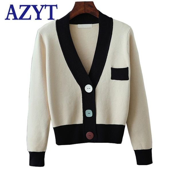 women's knits & tees azyt spring autumn v neck short cardigan women 2021 fashion panelled knitted sweater jacket female knitwear crop, White
women's knits & tees azyt spring autumn v neck short cardigan women 2021 fashion panelled knitted sweater jacket female knitwear crop, White
