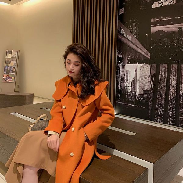 women's wool & blends territorial waters about corrugated double-sided cashmere coat 2021 words with a waist woolen cloth, Black
women's wool & blends territorial waters about corrugated double-sided cashmere coat 2021 words with a waist woolen cloth, Black
