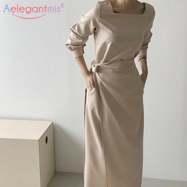 aelegantmis vintage square collar dress lace up women casual elegant solid long dresses black loose vestidos korean 210607, Black;gray
aelegantmis vintage square collar dress lace up women casual elegant solid long dresses black loose vestidos korean 210607, Black;gray