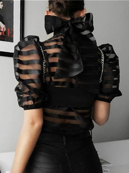 women's blouses & shirts womens sheer back striped puff sleeve blouse women 2021 shirt femme grande taille et chemisier with bow, White
women's blouses & shirts womens sheer back striped puff sleeve blouse women 2021 shirt femme grande taille et chemisier with bow, White