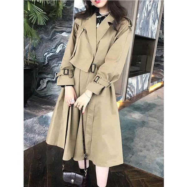 women's trench coats classy autumn coat long women with belt patchwork office lady, Tan;black
women's trench coats classy autumn coat long women with belt patchwork office lady, Tan;black