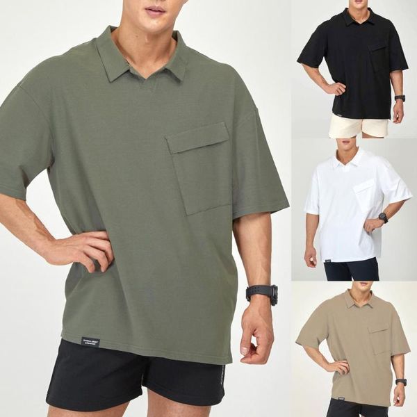men's t-shirts men t-shirt plain color lapel summer half sleeve loose shirt for sports, White;black 
men's t-shirts men t-shirt plain color lapel summer half sleeve loose shirt for sports, White;black