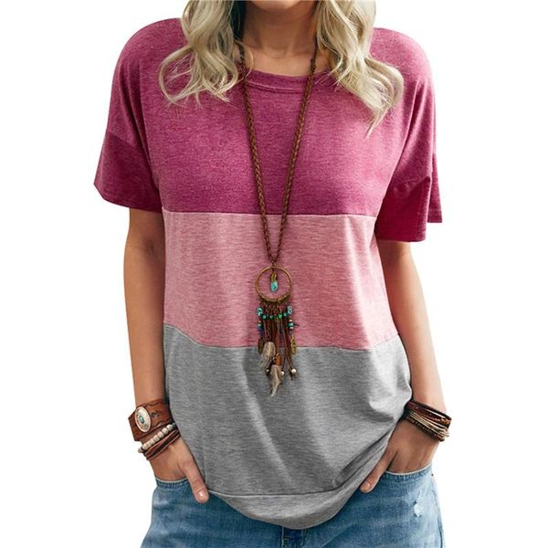 women's t-shirt 2021 spring summer simple casual t-shirts color matching round neck loose bat short-sleeved three-color, White
women's t-shirt 2021 spring summer simple casual t-shirts color matching round neck loose bat short-sleeved three-color, White