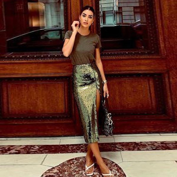 born to stand out womens skirt glittering high waist green sequin custom made casual slit mid calf fashion party maxi, Black
born to stand out womens skirt glittering high waist green sequin custom made casual slit mid calf fashion party maxi, Black