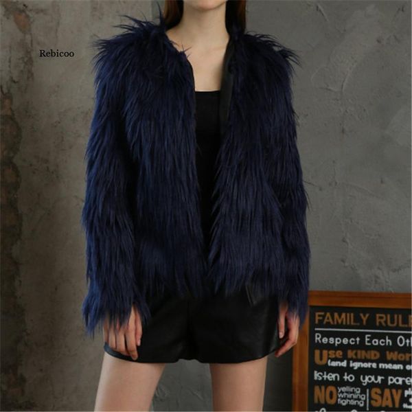 women's fur & faux autumn winter women furry coat casual fluffy warm long sleeve outerwear plus size hairy collarless overcoat, Black
women's fur & faux autumn winter women furry coat casual fluffy warm long sleeve outerwear plus size hairy collarless overcoat, Black