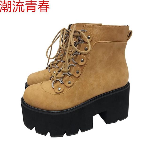 boots women ankle high heels female lace up single autumn winter woman thick bottom short boot botas feminino, Black
boots women ankle high heels female lace up single autumn winter woman thick bottom short boot botas feminino, Black