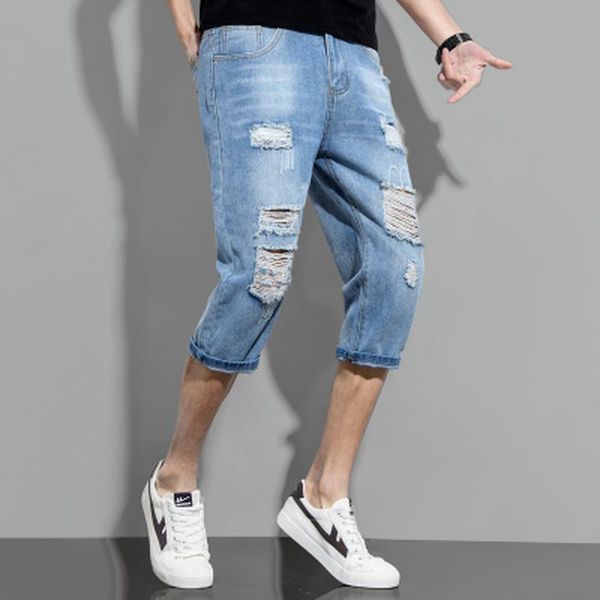 men's jeans 2021 casual spring summer perforated zipper pants fashion straight washed breathable over the knee, Blue
men's jeans 2021 casual spring summer perforated zipper pants fashion straight washed breathable over the knee, Blue