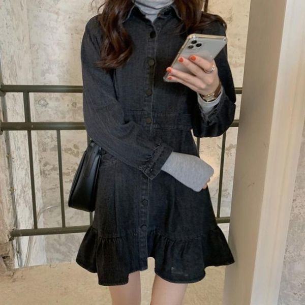 casual dresses 2021 woman summer autumn denim party korean jeans dress elegant with sleeve women's clothing mini black, Black;gray
casual dresses 2021 woman summer autumn denim party korean jeans dress elegant with sleeve women's clothing mini black, Black;gray