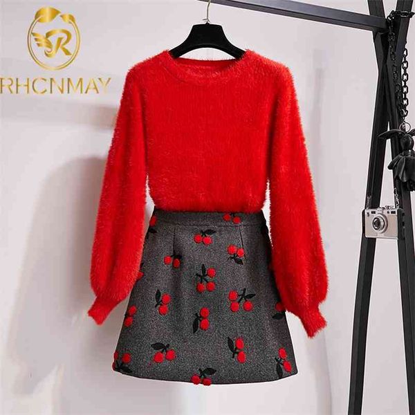 women two piece set fashion fall winter yellow mohair lanter sleeve pullover and woolen embroidery mini skirt 210506, White
women two piece set fashion fall winter yellow mohair lanter sleeve pullover and woolen embroidery mini skirt 210506, White