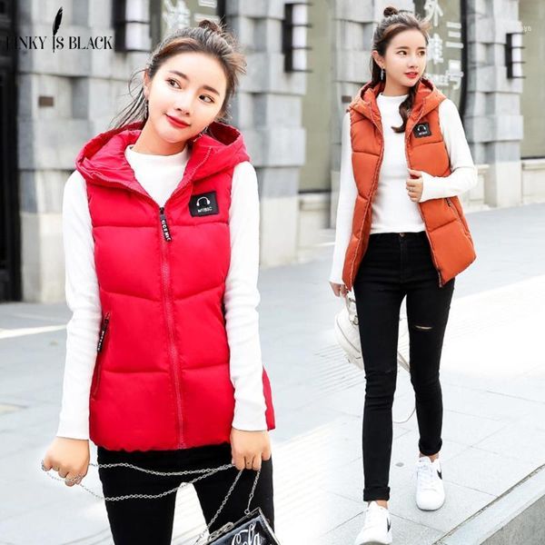 pinkyisblack 2021 fashion autumn winter vest women jacket solid short sleeveless hooded cotton female warm waistcoat1, Black;white
pinkyisblack 2021 fashion autumn winter vest women jacket solid short sleeveless hooded cotton female warm waistcoat1, Black;white