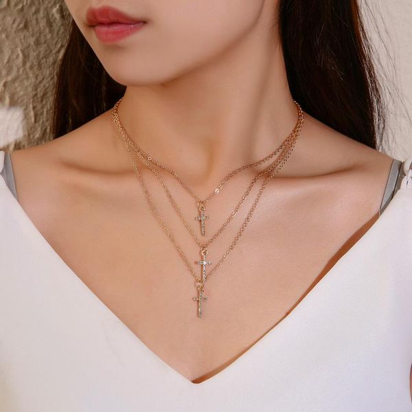 pendant necklaces abdoabdo statement layered necklace set multilayer cross female exquisite retro three-layer clavicle chain gold choker, Silver
pendant necklaces abdoabdo statement layered necklace set multilayer cross female exquisite retro three-layer clavicle chain gold choker, Silver