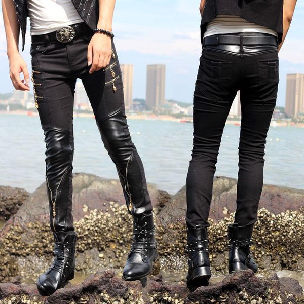 men's pants idopy fashion men`s casual faux leather cotton patchwork zippers black punk slim fit party pu trousers for male
men's pants idopy fashion men`s casual faux leather cotton patchwork zippers black punk slim fit party pu trousers for male