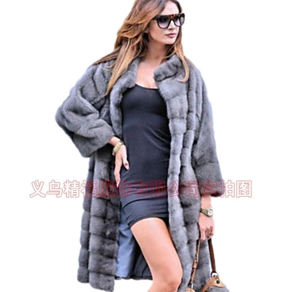medium and long fur coat female autumn winter mink rabbit, Black