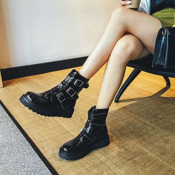 boots belt buckle boot thick 2021 autumn korean layer cowhide muffin back zipper low rise, Black
boots belt buckle boot thick 2021 autumn korean layer cowhide muffin back zipper low rise, Black