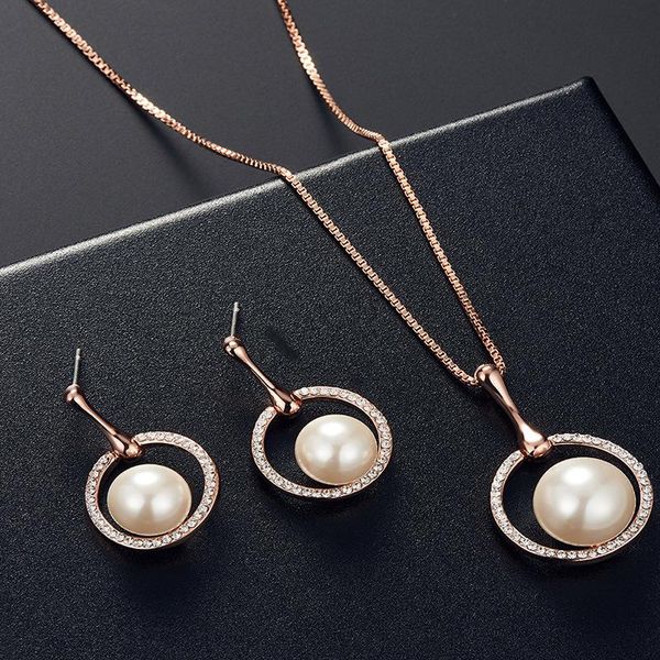 earrings & necklace gu68 romantic pearl zircon jewelry bridal round metal two sets, Silver
earrings & necklace gu68 romantic pearl zircon jewelry bridal round metal two sets, Silver