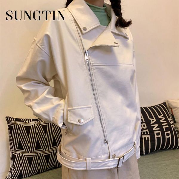 women's leather & faux sungtin classic casual women solid pu biker jacket blet high street loose female basic outwear, Black
women's leather & faux sungtin classic casual women solid pu biker jacket blet high street loose female basic outwear, Black