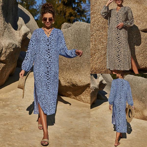 women's swimwear summer beach maxi dress women floral print boho long chiffon wrap casual v-neck split party robe, White;black
women's swimwear summer beach maxi dress women floral print boho long chiffon wrap casual v-neck split party robe, White;black