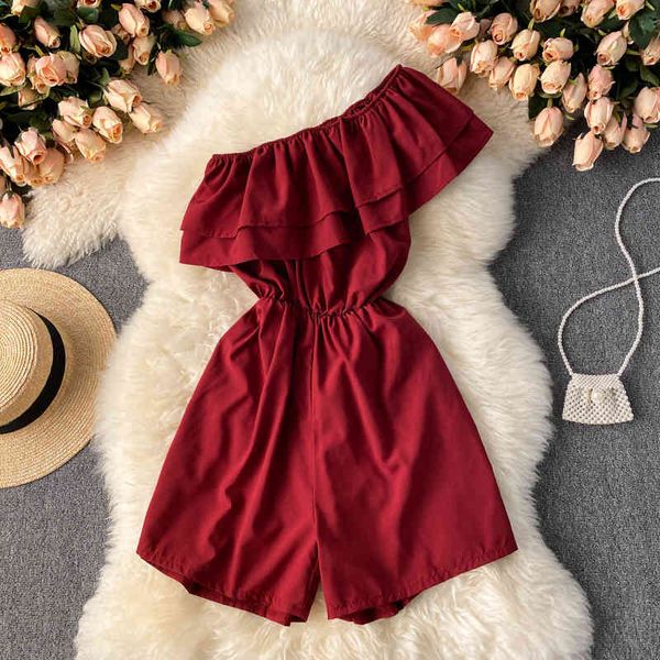 women's jumpsuits & rompers ins fashion playsuits solid ruffled one shoulder sleeveless elastic waist wide leg short pants summer, Black;white
women's jumpsuits & rompers ins fashion playsuits solid ruffled one shoulder sleeveless elastic waist wide leg short pants summer, Black;white