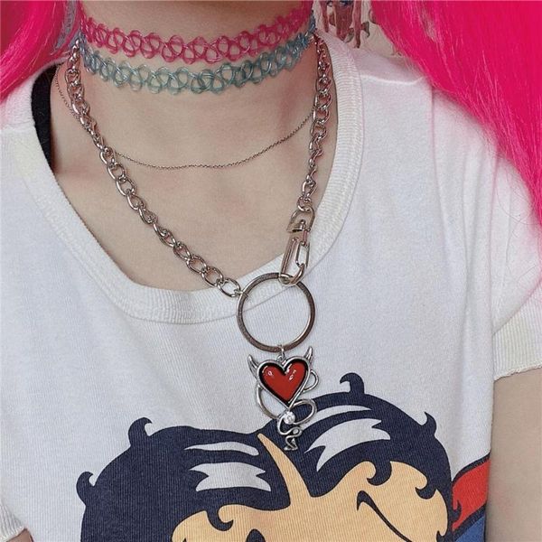 pendant necklaces y2k jewelry heart demon punk necklace for women girls metal vintage creative accessories hip hop 2000s aesthetic gift, Silver
pendant necklaces y2k jewelry heart demon punk necklace for women girls metal vintage creative accessories hip hop 2000s aesthetic gift, Silver