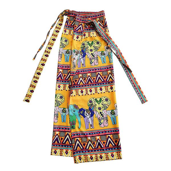 women yellow animal print lace-up skirt empire thailand beach vacation midi summer s0305 210514, Black
women yellow animal print lace-up skirt empire thailand beach vacation midi summer s0305 210514, Black