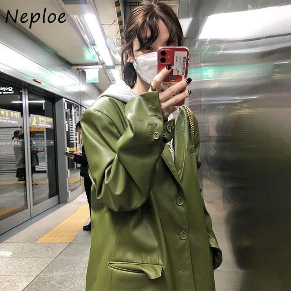 women's jackets neploe autumn winter 2021 notched collar coats woman three buttons loose casual female long-sleeve pu leather jacket, Black;brown
women's jackets neploe autumn winter 2021 notched collar coats woman three buttons loose casual female long-sleeve pu leather jacket, Black;brown