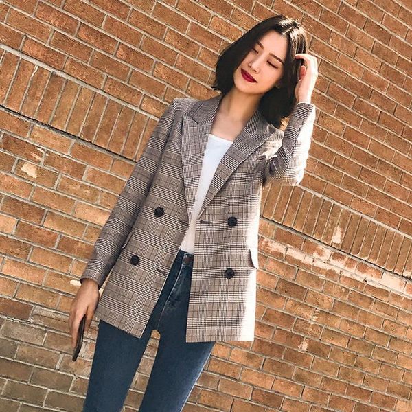 vintage double breasted plaid women blazer pockets jackets female retro suits coat feminino blazers outerwear women's &, White;black
vintage double breasted plaid women blazer pockets jackets female retro suits coat feminino blazers outerwear women's &, White;black