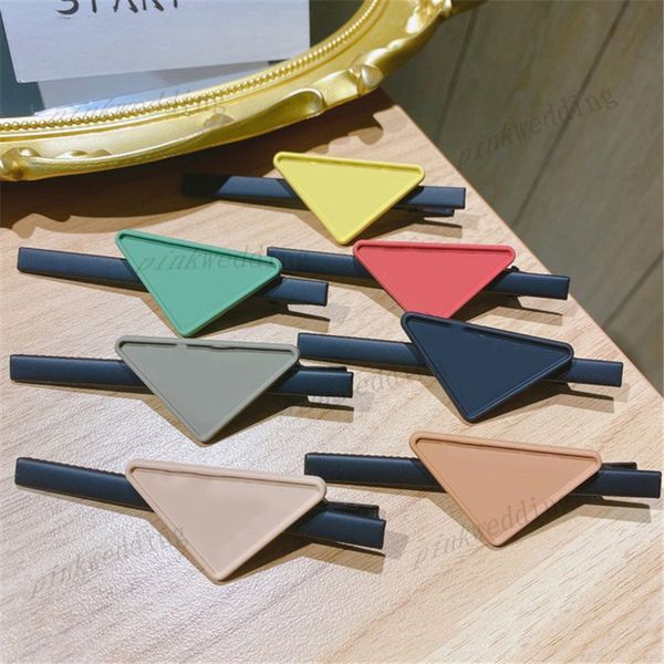 frosted triangle badge barrettes letter pattern headwear creative trendy colorful hairpin casual design hair clip, Golden;silver