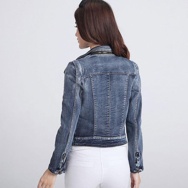 korean version women spring casual denim jacket female retro lapel slim long sleeve cardigan zipper jeans coat women's jackets, Black;brown
korean version women spring casual denim jacket female retro lapel slim long sleeve cardigan zipper jeans coat women's jackets, Black;brown