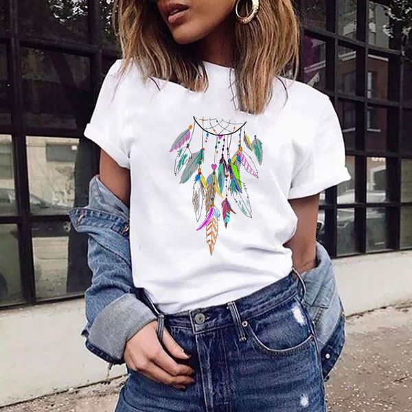 women's t-shirt ladies harajuku short-sleeved flower earrings printed retro dreamcatcher casual o-neck shirt 2021, White
women's t-shirt ladies harajuku short-sleeved flower earrings printed retro dreamcatcher casual o-neck shirt 2021, White