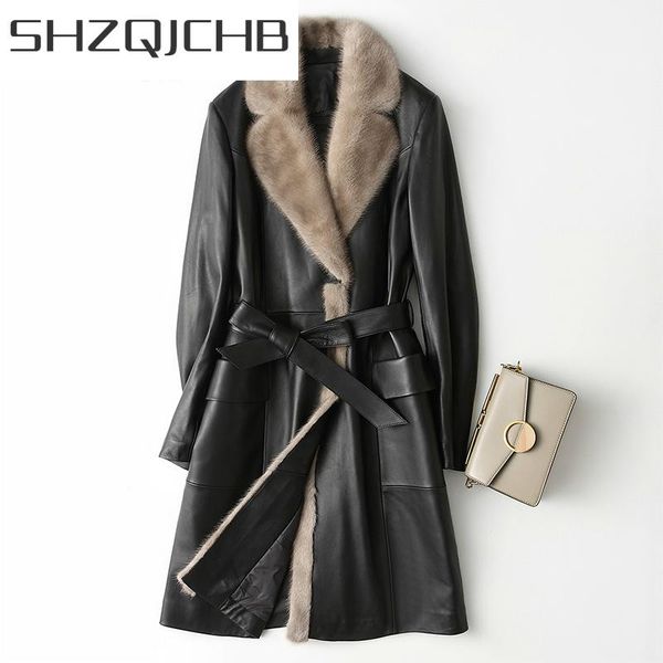 women's leather & faux shzq genuine jacket women winter coat female natural sheepskin coats ladies down parka real lwl1263, Black
women's leather & faux shzq genuine jacket women winter coat female natural sheepskin coats ladies down parka real lwl1263, Black
