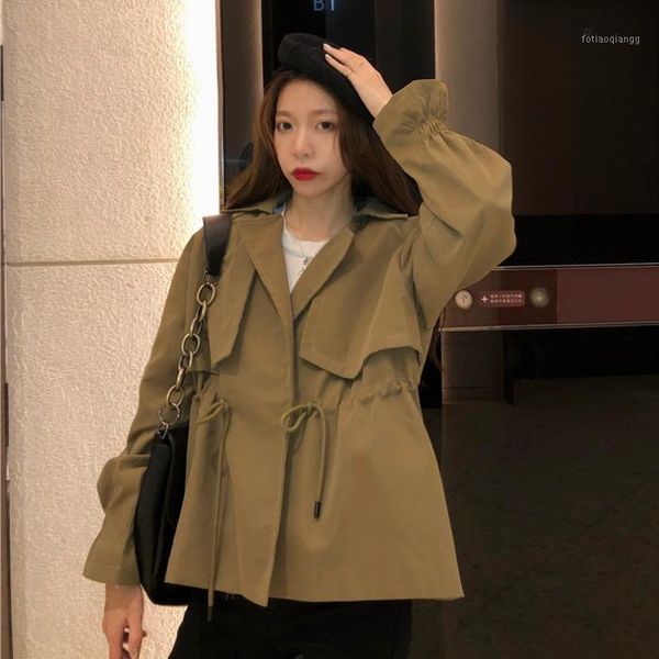autumn and winter korean version loose british style temperament wild small waist windbreaker jacket female trend women's jackets, Black;brown
autumn and winter korean version loose british style temperament wild small waist windbreaker jacket female trend women's jackets, Black;brown