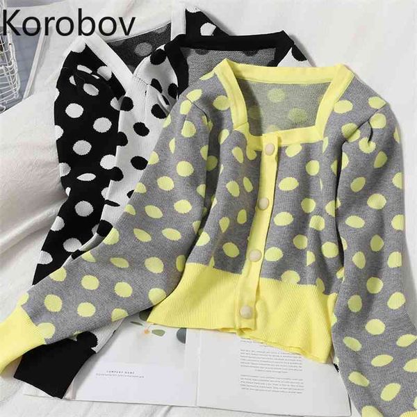 korobov korean chic long sleeve women sweaters vintage preppy style sweet square collar pullovers polka dot female sweaters 210430, White;black
korobov korean chic long sleeve women sweaters vintage preppy style sweet square collar pullovers polka dot female sweaters 210430, White;black