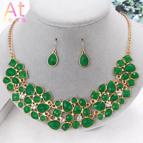 earrings & necklace green resin geometric beads jewelry set women vintage crystal collar water drop, Silver
earrings & necklace green resin geometric beads jewelry set women vintage crystal collar water drop, Silver