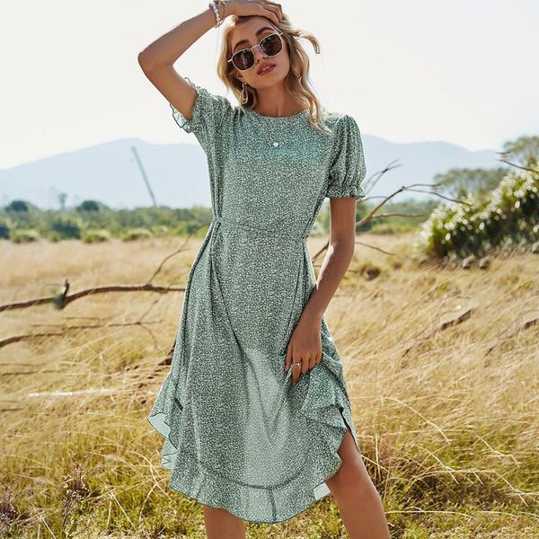casual dresses 2021 ladies elegant ruffled print mid-length dress women's cotton short-sleeved, Black;gray
casual dresses 2021 ladies elegant ruffled print mid-length dress women's cotton short-sleeved, Black;gray