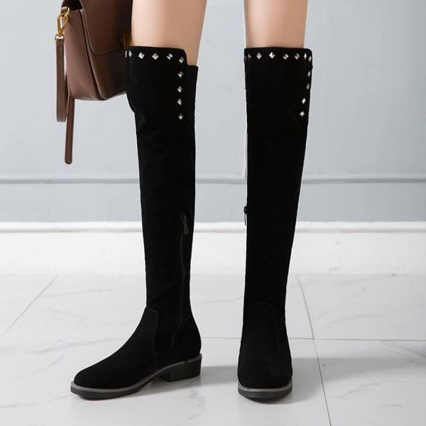boots pxelena rivet over the knee riding women autumn winter 2021 faux suede low heels thigh high lady shoes comfort 34-43, Black
boots pxelena rivet over the knee riding women autumn winter 2021 faux suede low heels thigh high lady shoes comfort 34-43, Black